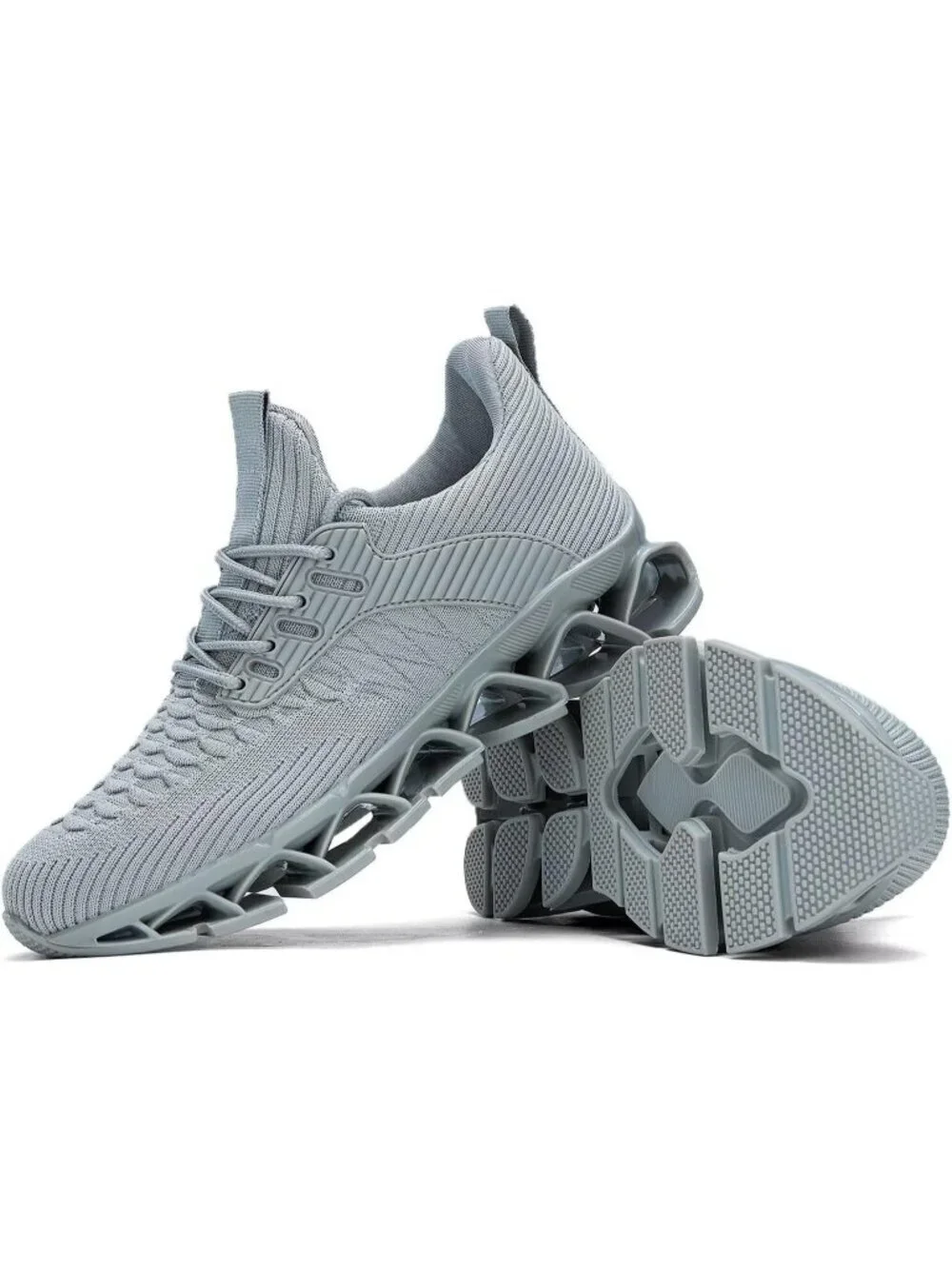 Women's Grey Blade Mesh Comfort Non Slip Athletic Slip on Soft Sneaker Shoes
